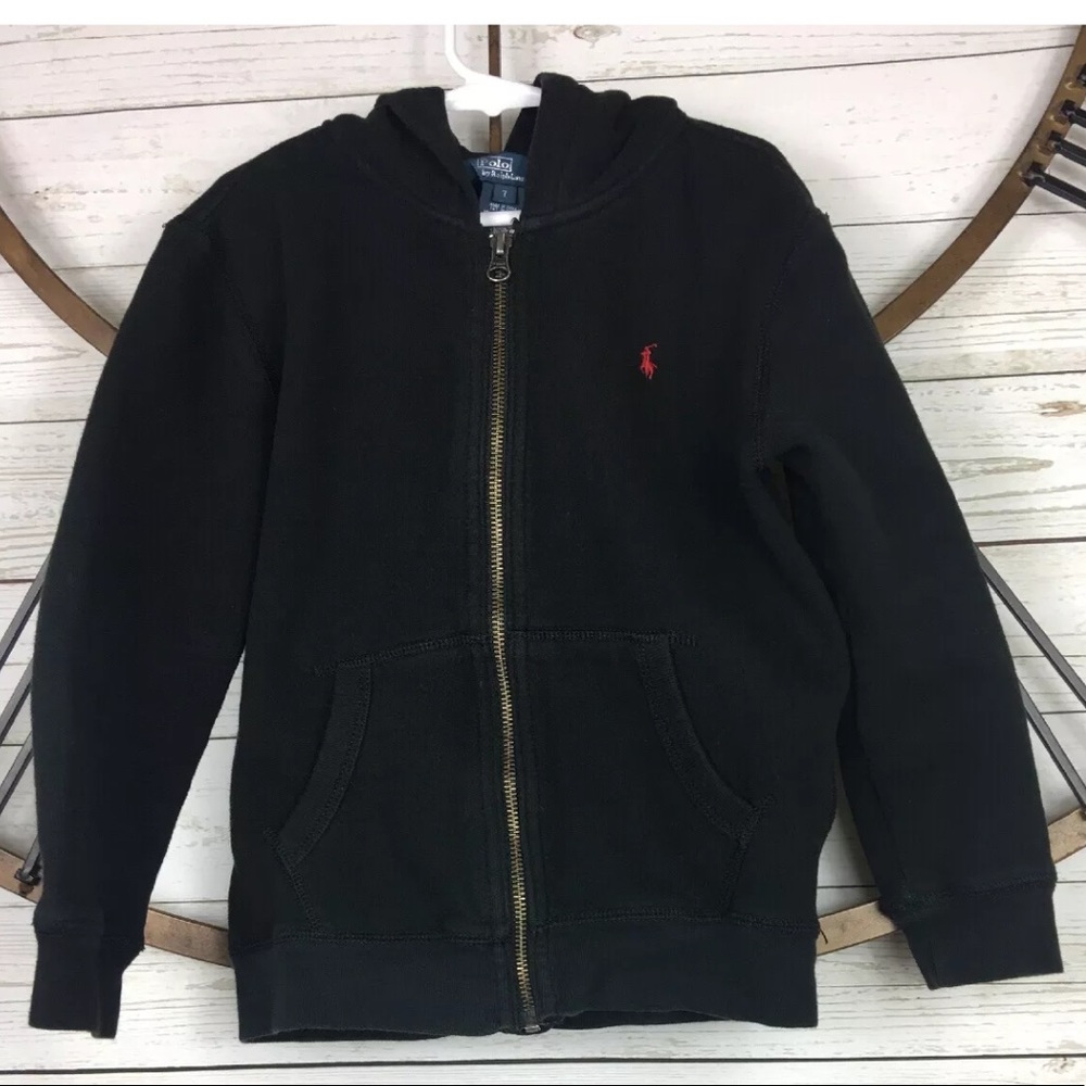 Ralph Lauren Black Zip Hoodie Kids Size 7